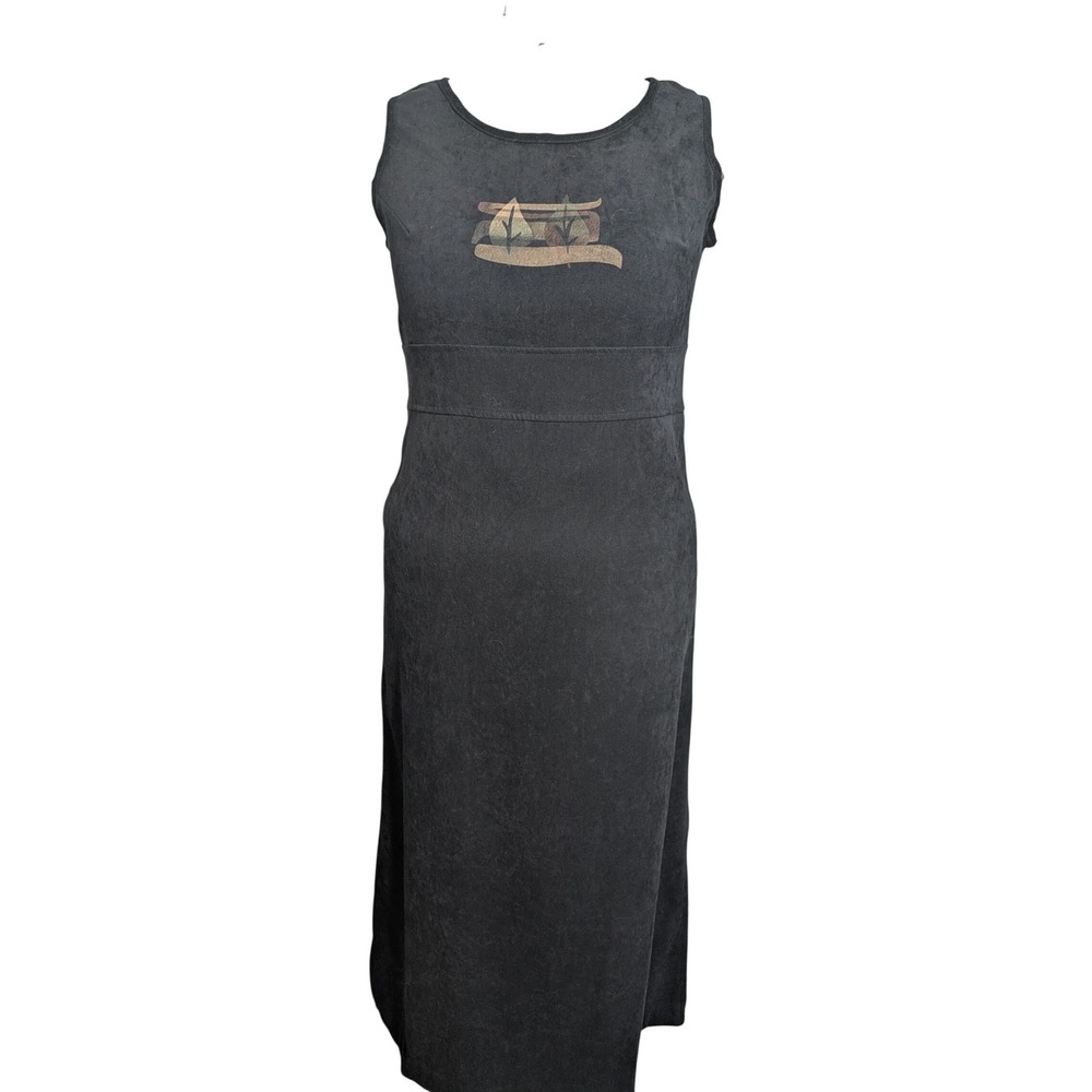 Vintage Whimsigoth Maxi Dress 16 Faux Suede Dark Boho Dark Cottagecore Autumn